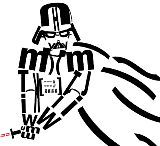 Darth Vader sketch made from bold font lettering