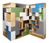 Tetris Shelving.  Looks like tetris shaped cubby holes